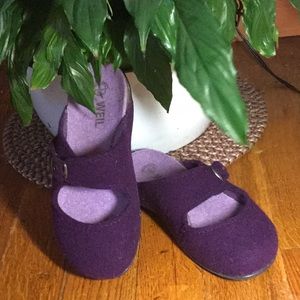 NWOT purple boiled wool clogs